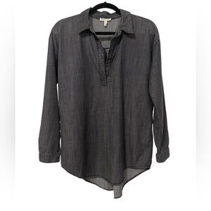 Eileen Fisher Tencel Organic Cotton Long Sleeve Collared Shirt (Size S)